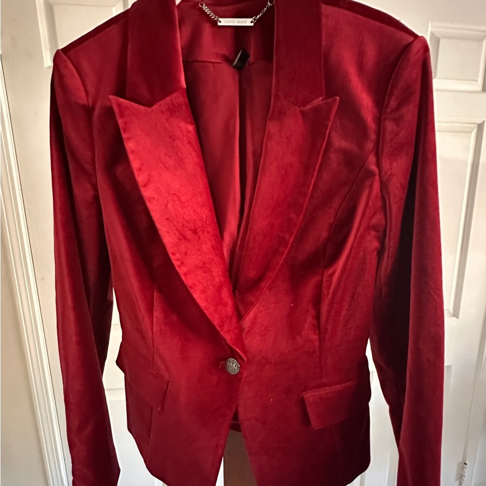 White House Black Market Red Velvet Blazer